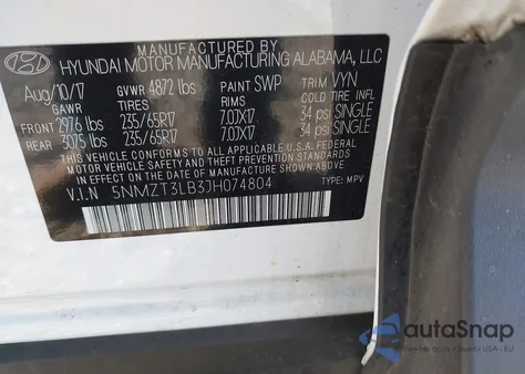 2018 Hyundai Santa Fe Sport 2.4L from USA, damaged, VIN 5NMZT3LB3JH074804
